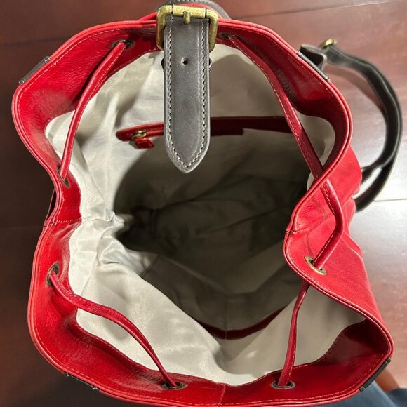 Genuine Italian Leather Backpack - Red - Unisex - Picture 16 of 16